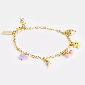 Coach Cherry and Heart Gold Charm Bracelet